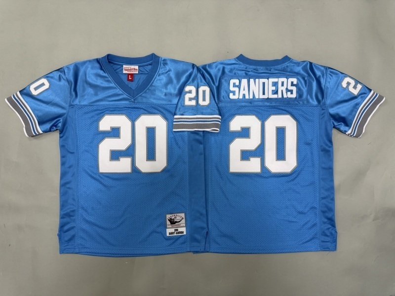 Youth Detroit Lions #20 Sanders Blue Throwback Limited Nike NFL Jersey 01